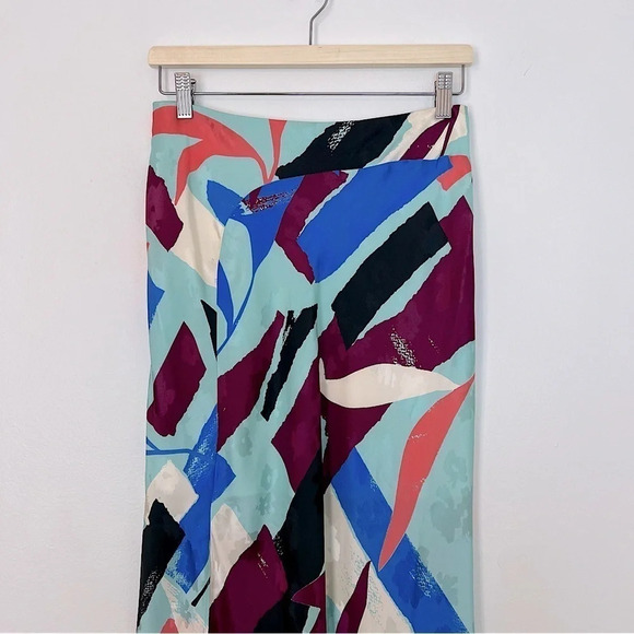 Tanya Taylor Kiarah Abstract Watercolor Silk Satin Midi Skirt 4 Multicolor NWT - Picture 3 of 11